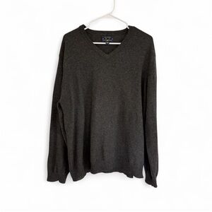 Club Room 100% Cashmere Gray V Neck Knit Pullover Sweater Men's XL Preppy Luxury